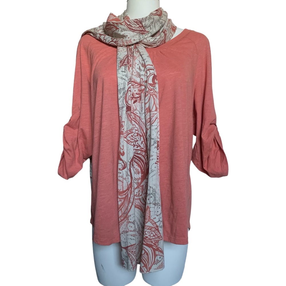 Sonoma 3/4 Sleeve Women’s Scoop Neck Top With Scarf, Size 1X